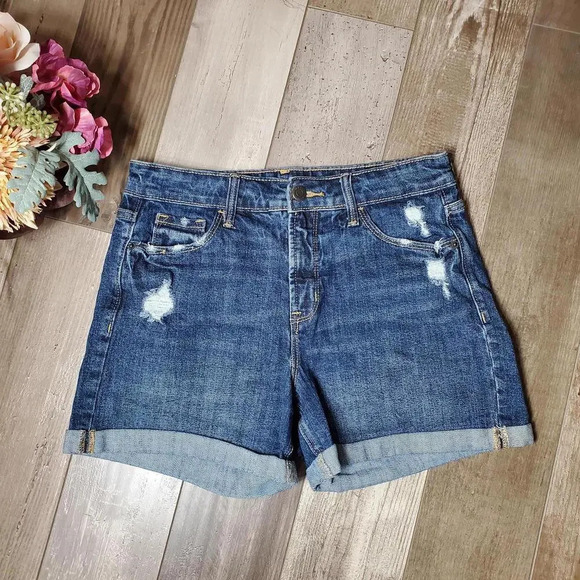 Old Navy High Rise Secret-Slim Pockets Cuffed Denim Jean Shorts Size 2 - Picture 1 of 11